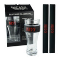 Kiss – Glassware/Slap Bands 2-Pack 2 Pint Size Glasses with 2 Slap Bands (Black Band/Red Font) Iconic Concepts Gift Item