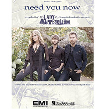 Need You Now by Lady Antebellum. For Piano/Vocal/Guitar. Piano Vocal. 8 pages. Published by Hal Leonard.

This sheet music features an arrangement for piano and voice with guitar chord frames, with the melody presented in the right hand of the piano part, as well as in the vocal line.