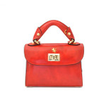 Lucignano: Radica Range Collection – Small Italian Calf Leather Tophandle Bag in Cherry