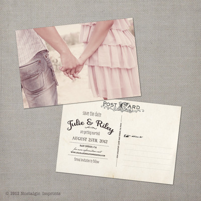 Julie - 4x6 Vintage Photo Save the Date Postcard card