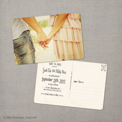 Tyah - 4x6 Vintage Photo Save the Date Postcard card