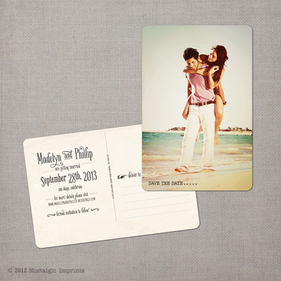 Madelyn 3 - 4x6 Vintage Photo Save the Date Postcard card