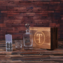 Groomsmen Bridesmaid Gift Personalized Scotch Whiskey Decanter Bottle Glass 6 Ice-Cubes with Wood Box