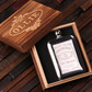 Groomsmen Bridesmaid Gift Personalized Stainless Steel Flask  6 oz. with Wood Box