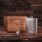 Groomsmen Bridesmaid Gift Personalized Stainless Steel Flask  18 oz. with Wood Box