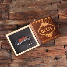 Groomsmen Bridesmaid Gift Personalized Pocket Knife with Wood Box