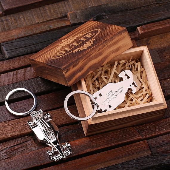 Details about   Personalized Polished Stainless Steel Nascar Keychain with Optional Gift Box 