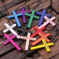Groomsmen Bridesmaid Gift Wooden Religious Cross Necklace Accessory in Varying Color