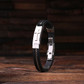 Groomsmen Bridesmaid Gift Leather and Stainless Steel Bracelet with Christian Motif  Black