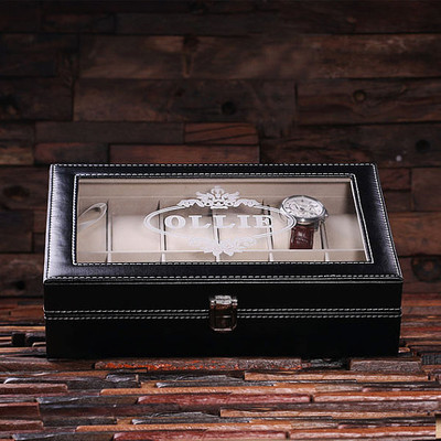 Groomsmen Bridesmaid Gift Watch Box  Plain Black