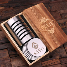 Groomsmen Bridesmaid Gift Stainless Steel Coasters with Wood Gift Box
