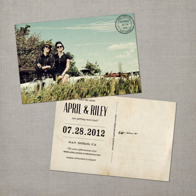 April - 4x6 Vintage Photo Save the Date Postcard card