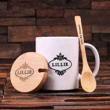 Groomsmen Bridesmaid Gift 12 oz. Coffee Mug with Lid and Teaspoon (P00006)