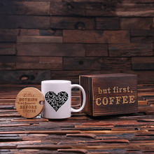 Groomsmen Bridesmaid Gift 12 oz. Coffee Mug with Lid and Tea Box (P00048)