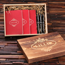 Groomsmen Bridesmaid Gift Womens Executive Gift Set with Keepsake Box  Journals and Pens Red