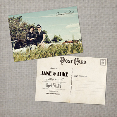 Jane - 4x6 Vintage Photo Save the Date Postcard card