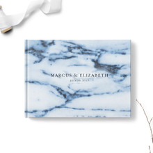 Navy Waves Marble Wedding Guest Book