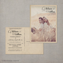postcard wedding invitation, vintage wedding invitation, rustic wedding invitation