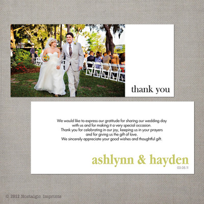 Ashlynn - 4x9 Vintage Wedding Thank You Card