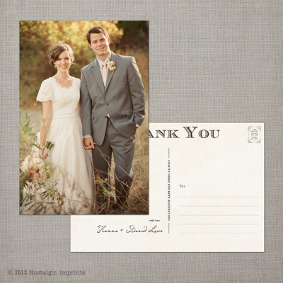 Hanna - 4x6 Vintage Wedding Thank You Postcard card