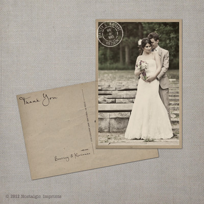 Kirianne - 4x6 Vintage Wedding Thank You Postcard