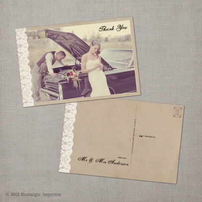 Maribelle - 4x6 Vintage Wedding Thank You Postcard card