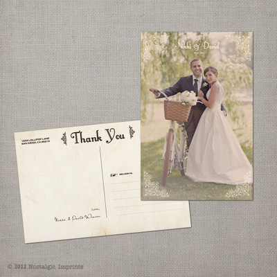 Nikki - 4x6 Vintage Wedding Thank You Postcard card