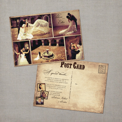 Paloma - 5x7 Vintage Wedding Thank You Postcard card