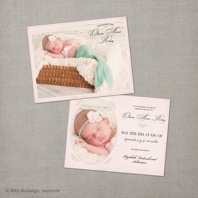 Photo Baby Birth Announcement Card Olivia - 4.25x5.5 Baby Birth Announcement 