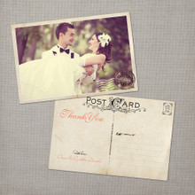 Cynthia - 4x6 Vintage Wedding Thank You Postcard card
