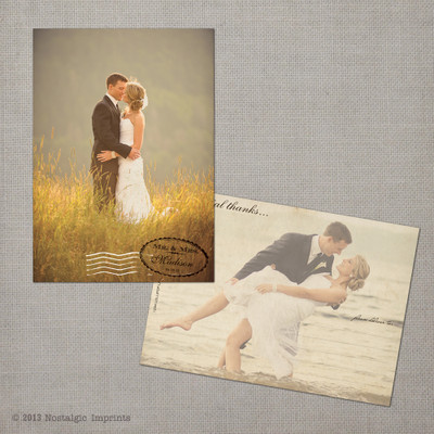 August - 5x7 Vintage Wedding Thank You Postcard card