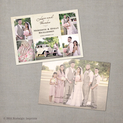 Meredith 2 - 5x7 Vintage Wedding Thank You Postcard card