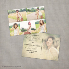 Vintage Photo Graduation Invitation Announcement Card Postcard Nadia - 5x7 Vintage Graduation Invitation Announcement