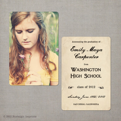 Emily - 4x6  Vintage Graduation Invitation Announcement card