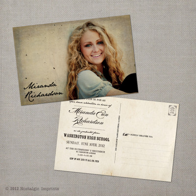 Miranda - 4x6  Vintage Graduation Invitation Announcement card