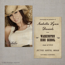 Isabella - 4x6  Vintage Graduation Invitation Announcement card