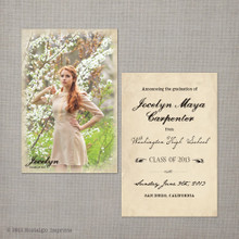 Vintage Graduation Invitation Announcement Card  Jocelyn - 4x6  Vintage Graduation Invitation Announcement