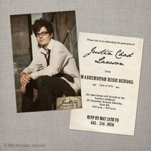 Vintage Graduation Invitation Announcement card Justin - 4x6  Vintage Graduation Invitation Announcement
