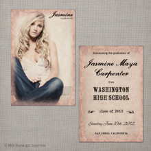 Jasmine - 4x6 Vintage Graduation Invitation Announcement