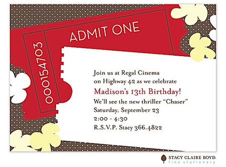 its movie time kids party invitation movie birthday party invitations