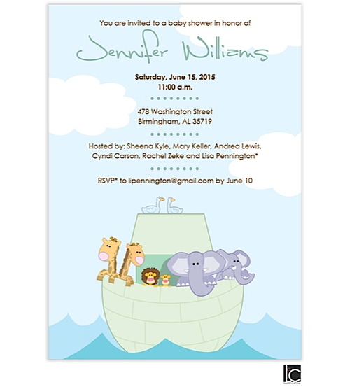 Noah S Ark Baby Shower Invitation Party Cat