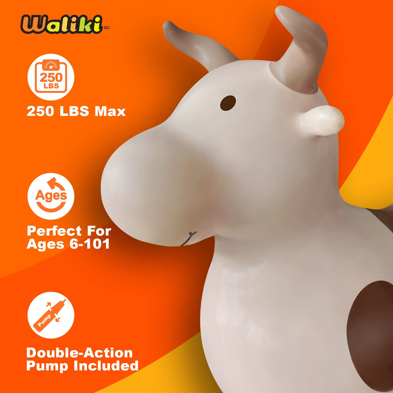 WALIKI Huge Bouncy Horse Hopper Benny for Larger Kids and Even Adults Bull Riding Hoppy Horse X Large Beige Hopballs