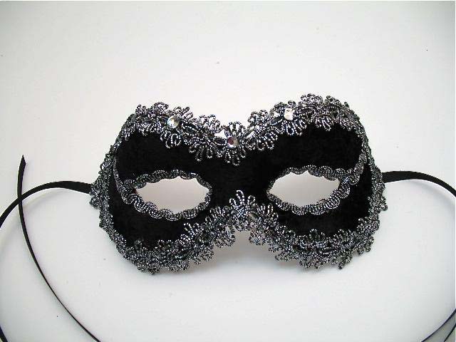 Black Pair of Male and Female Flower and Pearl Masquerade Masks