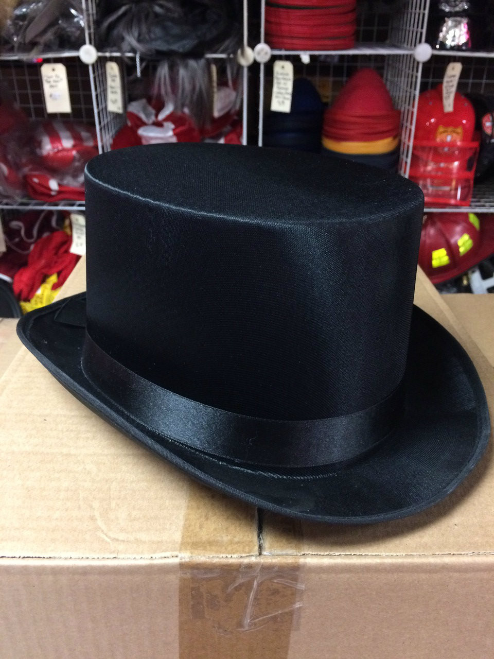 black satin top hat