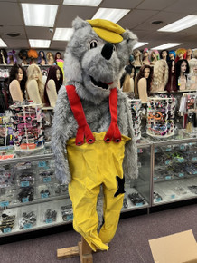 Grey Wolf w/ Overalls Mascot Costume