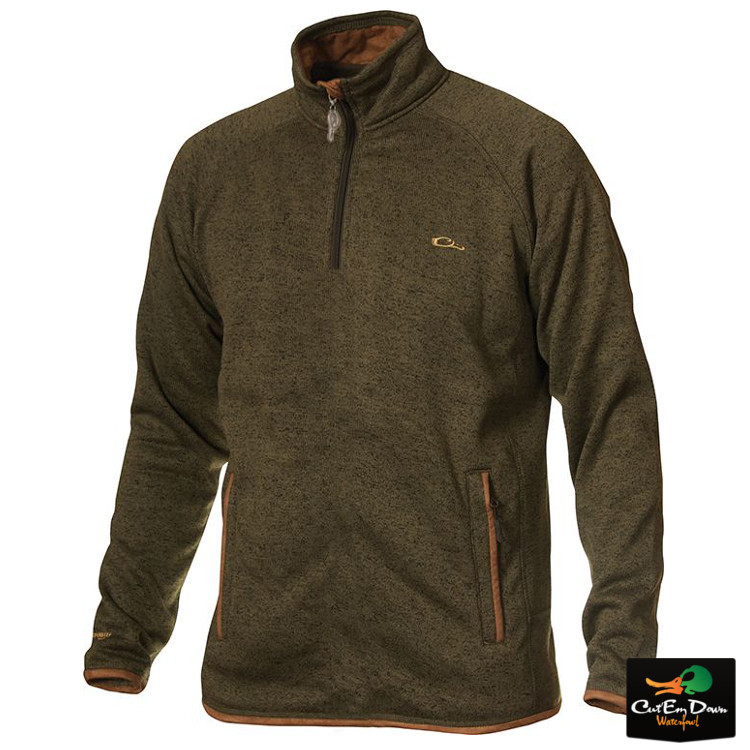 NEW DRAKE WATERFOWL HERITAGE KNITTED FLEECE ¼ ZIP PULLOVER SHIRT