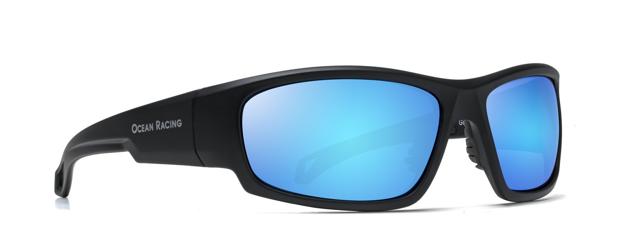 Sailing Sunglasses Gulfstream Matt Black & Blue Mirror Polarized Lenses