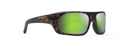 On point matt tortoise frames with hydrophobic coated green mirror finish polarized lenses.