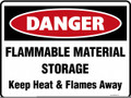 DANGER - FLAMMABLE STORAGE KEEP HEAT AND FLAMES AWAY