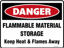 DANGER - FLAMMABLE STORAGE KEEP HEAT AND FLAMES AWAY